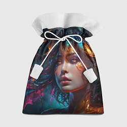 Мешок для подарков Фантастическая женщина и брызги краски, цвет: 3D-принт