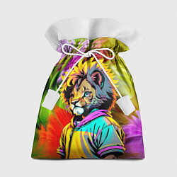 Мешок для подарков Funny lion cub - pop art, цвет: 3D-принт