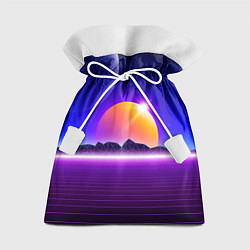 Мешок для подарков Mountains - sun - space - vaporwave, цвет: 3D-принт
