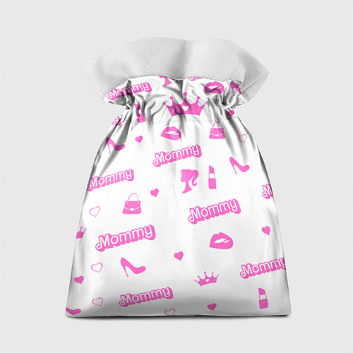 Подарочный мешок Мамочка - силуэт барби: паттерн розовый на белом ф / 3D-принт – фото 2
