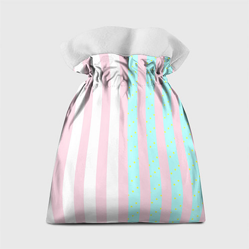 Подарочный мешок Полоска Барби и Кена - сплит: нежно-мытный и розов / 3D-принт – фото 2
