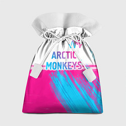 Мешок для подарков Arctic Monkeys neon gradient style: символ сверху, цвет: 3D-принт