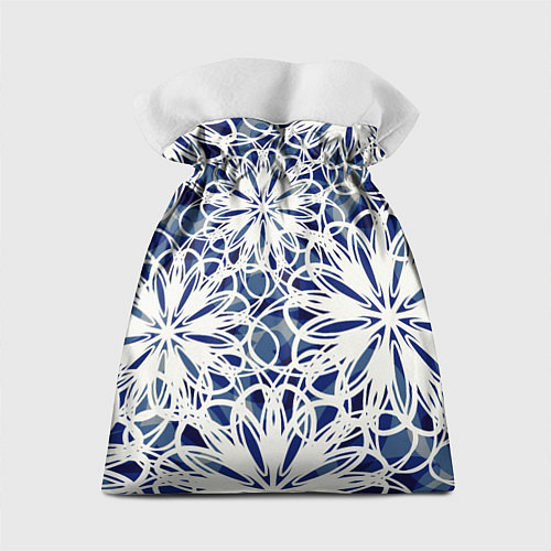 Подарочный мешок Стилизованные цветы абстракция синее-белый / 3D-принт – фото 2