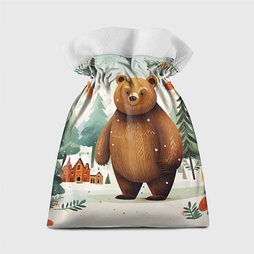 Подарочный мешок Рождественский мишка фолк-арт / 3D-принт – фото 2