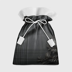 Мешок для подарков Серо-черная шотландская клетка и цветы, цвет: 3D-принт