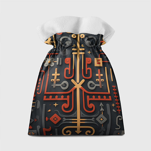 Подарочный мешок Абстрактный паттерн в славянском стиле на тёмном ф / 3D-принт – фото 2
