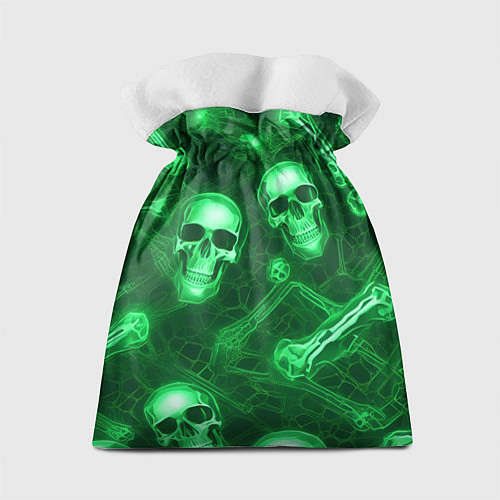 Подарочный мешок Зелёные черепа и кости / 3D-принт – фото 2