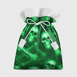 Мешок для подарков Зелёные черепа и кости, цвет: 3D-принт