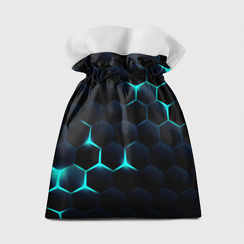 Подарочный мешок Бирюзовый сквозь чёрные соты / 3D-принт – фото 2