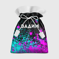 Мешок для подарков Вадим и неоновый герб России посередине, цвет: 3D-принт