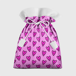 Мешок для подарков Розовые сердечки каракули, цвет: 3D-принт