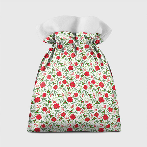 Подарочный мешок Красная пуансеттия с листьями / 3D-принт – фото 2