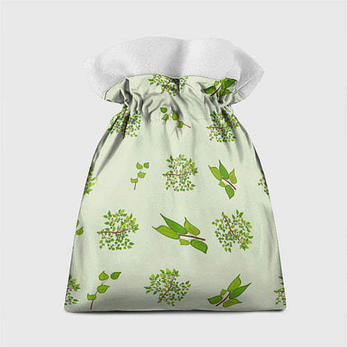Подарочный мешок Веточки с зелеными листьями растение / 3D-принт – фото 2