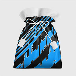 Мешок для подарков Синие линии на чёрном фоне, цвет: 3D-принт