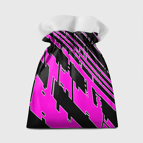 Подарочный мешок Розовые линии на чёрном фоне / 3D-принт – фото 2
