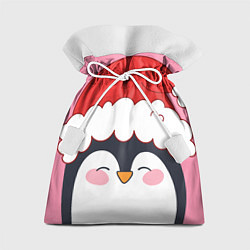 Мешок для подарков Новогодний пингвин в шапке Санты, цвет: 3D-принт