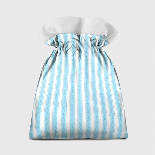 Подарочный мешок Бело-голубой в полоску с узором / 3D-принт – фото 2