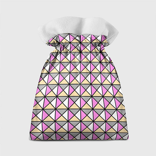 Подарочный мешок Геометрический треугольники бело-серо-розовый / 3D-принт – фото 2