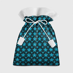 Мешок для подарков Паттерн снежинки тёмно-бирюзовый, цвет: 3D-принт
