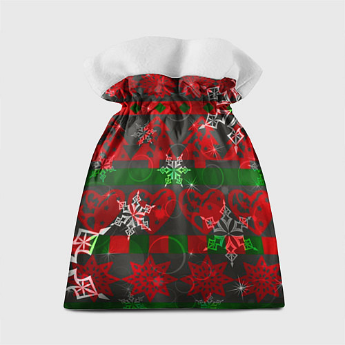 Подарочный мешок Рождественские узоры ёлки и снежинки / 3D-принт – фото 2