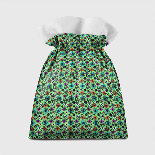 Подарочный мешок Цветочный паттерн зелёный / 3D-принт – фото 2