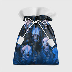 Мешок для подарков Синие черепа на чёрном фоне, цвет: 3D-принт