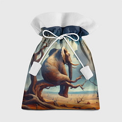 Мешок для подарков Слон сидит на ветке дерева в пустыне, цвет: 3D-принт