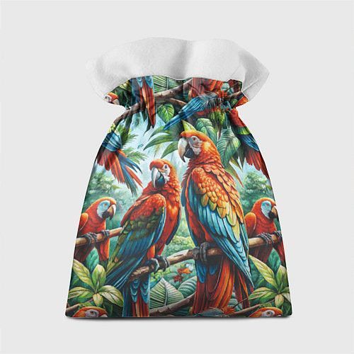 Подарочный мешок Попугаи Ара - тропики джунгли / 3D-принт – фото 2