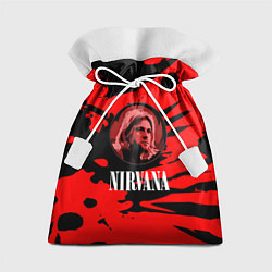 Мешок для подарков Nirvana красные краски рок бенд, цвет: 3D-принт