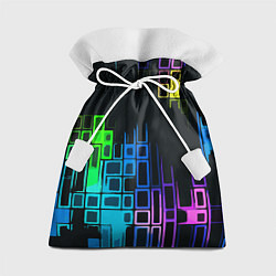 Мешок для подарков Разноцветные прямоугольники на чёрном фоне, цвет: 3D-принт
