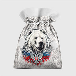 Мешок для подарков Белый медведь и белый герб России, цвет: 3D-принт