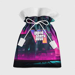 Мешок для подарков GTA 6 logo night Vice city, цвет: 3D-принт