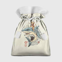 Мешок для подарков Кот якудза верхом на акуле, цвет: 3D-принт
