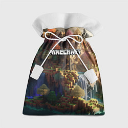 Мешок для подарков Minecraft logo горы и реки, цвет: 3D-принт