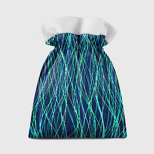 Подарочный мешок Тёмно-синий абстрактный неоновые линии / 3D-принт – фото 2