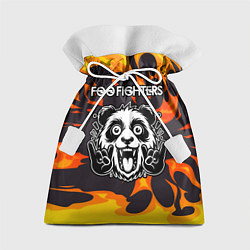 Мешок для подарков Foo Fighters рок панда и огонь, цвет: 3D-принт