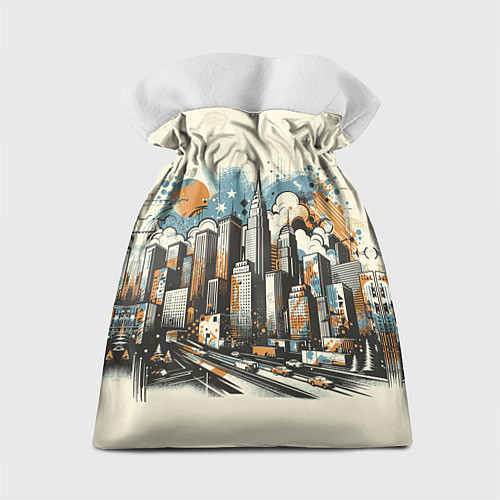 Подарочный мешок Рисунок города с небоскребами / 3D-принт – фото 2