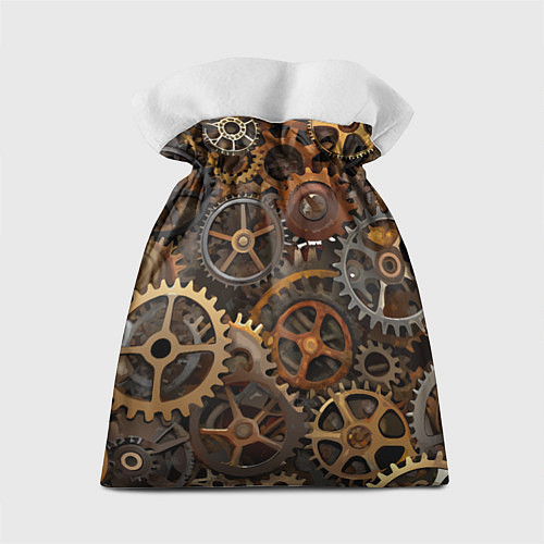 Подарочный мешок Стимпанк ржавые шестеренки текстура / 3D-принт – фото 2