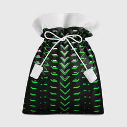 Мешок для подарков Зелёно-белые полосы на чёрном фоне, цвет: 3D-принт