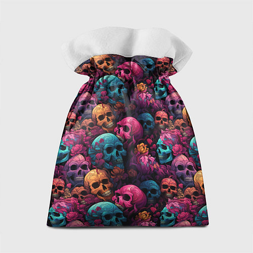 Подарочный мешок Поле яркий черепов и цветов / 3D-принт – фото 2