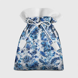 Мешок для подарков Цветочный сине-голубой узор, цвет: 3D-принт