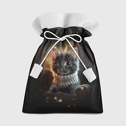 Мешок для подарков Котенок в свитере - нейросеть, цвет: 3D-принт
