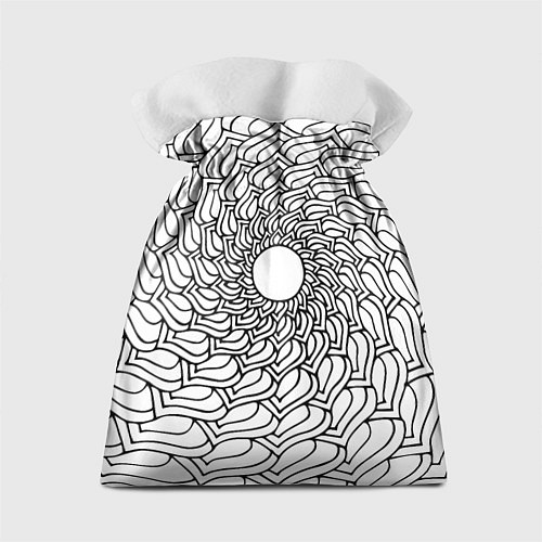 Подарочный мешок Мандала солнцевидная чёрно-белая / 3D-принт – фото 2