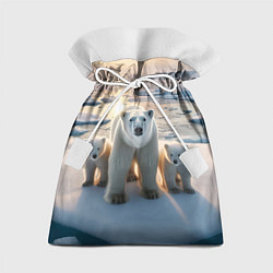 Мешок для подарков Polar bear with her cubs - ai art, цвет: 3D-принт