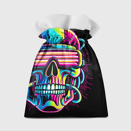 Подарочный мешок Cyber skull - ai art neon / 3D-принт – фото 2