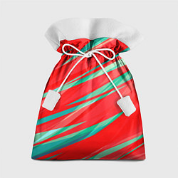 Подарочный мешок Красный и бирюзовый абстрактный полосы