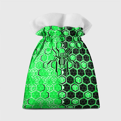 Подарочный мешок Техно-киберпанк шестиугольники зелёный и чёрный с / 3D-принт – фото 2