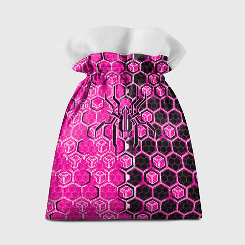 Подарочный мешок Техно-киберпанк шестиугольники розовый и чёрный с / 3D-принт – фото 2