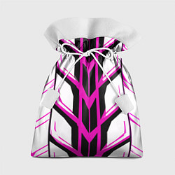 Мешок для подарков Чёрно-розовые полосы на белом фоне, цвет: 3D-принт