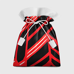 Мешок для подарков Чёрно-белые полосы на красном фоне, цвет: 3D-принт